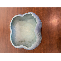 VTG VAN BRIGGLE Ming Turquoise Blue Oak Leaf Rim Art Pottery Bowl SIGNED 7"W