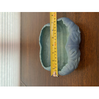 VTG VAN BRIGGLE Ming Turquoise Blue Oak Leaf Rim Art Pottery Bowl SIGNED 7"W