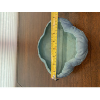 VTG VAN BRIGGLE Ming Turquoise Blue Oak Leaf Rim Art Pottery Bowl SIGNED 7"W