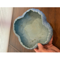 VTG VAN BRIGGLE Ming Turquoise Blue Oak Leaf Rim Art Pottery Bowl SIGNED 7"W