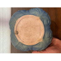 VTG VAN BRIGGLE Ming Turquoise Blue Oak Leaf Rim Art Pottery Bowl SIGNED 7"W