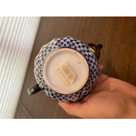RARE VTG Lomonosov Cobalt Net Porcelain Teapot W/22 Karat Gold Accents 7.5"L