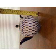 RARE VTG Lomonosov Cobalt Net Porcelain Teapot W/22 Karat Gold Accents 7.5"L