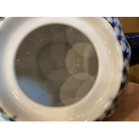 RARE VTG Lomonosov Cobalt Net Porcelain Teapot W/22 Karat Gold Accents 7.5"L
