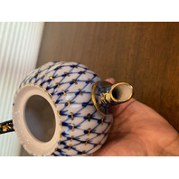 RARE VTG Lomonosov Cobalt Net Porcelain Teapot W/22 Karat Gold Accents 7.5"L