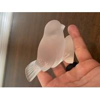 BEAUTIFUL VTG LALIQUE Frosted Crystal Moineau Timide Bird Figurine SIGNED 3.75"H