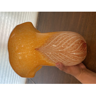 STUNNING LARGE Orange & White PULLED FEATHER Art Glass Vase 10.75"H