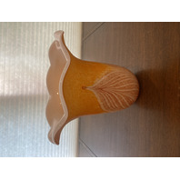 STUNNING LARGE Orange & White PULLED FEATHER Art Glass Vase 10.75"H