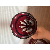 STUNNING LARGE VTG EGERMANN Red Cut To Clear Glass Epergne Vase W/LABEL 15"H