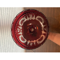 STUNNING LARGE VTG EGERMANN Red Cut To Clear Glass Epergne Vase W/LABEL 15"H