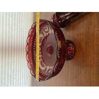 STUNNING LARGE VTG EGERMANN Red Cut To Clear Glass Epergne Vase W/LABEL 15"H