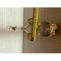 STUNNING LARGE J I Co Amber W/Green Eyes TRUNK UP Elephant Figurine 8.25"H ITALY
