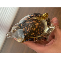 STUNNING LARGE J I Co Amber W/Green Eyes TRUNK UP Elephant Figurine 8.25"H ITALY