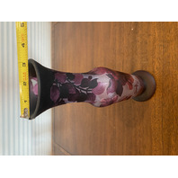 RARE ANTIQUE EMILE GALLE Purple Floral Acid Etched Cameo Glass Vase 11.75"H HTF