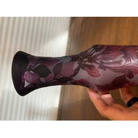 RARE ANTIQUE EMILE GALLE Purple Floral Acid Etched Cameo Glass Vase 11.75"H HTF