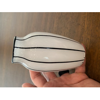 BEAUTIFUL VINTAGE LOETZ Small White W/Black Stripes Art Glass Vase 5"H