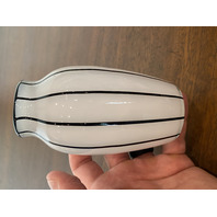 BEAUTIFUL VINTAGE LOETZ Small White W/Black Stripes Art Glass Vase 5"H
