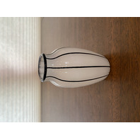 BEAUTIFUL VINTAGE LOETZ Small White W/Black Stripes Art Glass Vase 5"H
