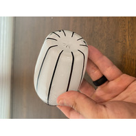 BEAUTIFUL VINTAGE LOETZ Small White W/Black Stripes Art Glass Vase 5"H