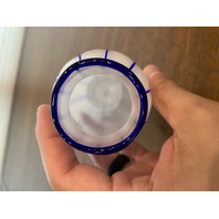 BEAUTIFUL VINTAGE LOETZ Small White W/Cobalt Blue Stripes Tango Glass Vase 4.75"