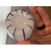 BEAUTIFUL VINTAGE LOETZ Small White W/Cobalt Blue Stripes Tango Glass Vase 4.75"