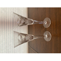 SET(9) MIXED WATERFORD Crystal Champagne Flutes 9.25"H SIGNED