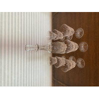 BEAUTIFUL WATERFORD Crystal LISMORE Decanter 13" + 8 Claret Wine Glasses SET(9)