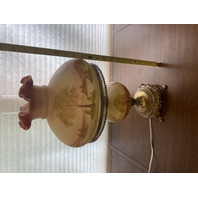 STUNNING UV REACTIVE VTG FENTON TREES & NATURE PAINTED  Glass Lamp 19.5"H SIGNED