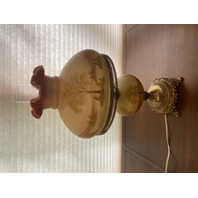 STUNNING UV REACTIVE VTG FENTON TREES & NATURE PAINTED  Glass Lamp 19.5"H SIGNED