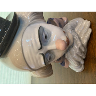 VTG LARGE LLADRO PENSIVE CLOWN Bust Glossy Porcelain Figurine #5130 10.25"H