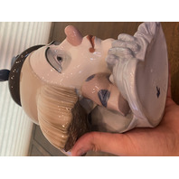 VTG LARGE LLADRO PENSIVE CLOWN Bust Glossy Porcelain Figurine #5130 10.25"H