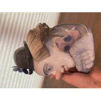 VTG LARGE LLADRO PENSIVE CLOWN Bust Glossy Porcelain Figurine #5130 10.25"H