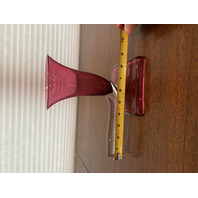 STUNNING VTG Cranberry Crystal Art Glass Cornucopia Vase 7"H CZECHOSLOVAKIA
