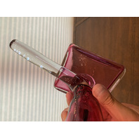 STUNNING VTG Cranberry Crystal Art Glass Cornucopia Vase 7"H CZECHOSLOVAKIA
