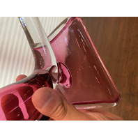STUNNING VTG Cranberry Crystal Art Glass Cornucopia Vase 7"H CZECHOSLOVAKIA