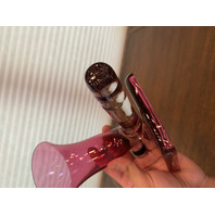 STUNNING VTG Cranberry Crystal Art Glass Cornucopia Vase 7"H CZECHOSLOVAKIA