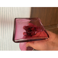 STUNNING VTG Cranberry Crystal Art Glass Cornucopia Vase 7"H CZECHOSLOVAKIA