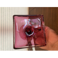 STUNNING VTG Cranberry Crystal Art Glass Cornucopia Vase 7"H CZECHOSLOVAKIA