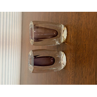 PAIR Of Small Sommerso Modern Crystal Art Glass Vases 3.5"H