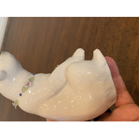 VTG LLADRO Polar Bear W/Applied Flowers Glossy Porcelain Figurine #6355 5" SPAIN