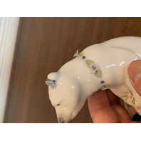VTG LLADRO Polar Bear W/Applied Flowers Glossy Porcelain Figurine #6355 5" SPAIN