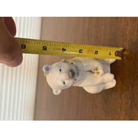 VTG LLADRO Polar Bear W/Applied Flowers Glossy Porcelain Figurine #6355 5" SPAIN