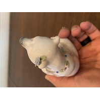 VTG LLADRO Polar Bear W/Applied Flowers Glossy Porcelain Figurine #6355 5" SPAIN