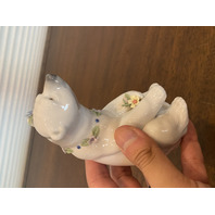 VTG LLADRO Polar Bear W/Applied Flowers Glossy Porcelain Figurine #6355 5" SPAIN