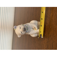 VTG LLADRO Polar Bear W/Applied Flowers Glossy Porcelain Figurine #6355 5" SPAIN