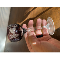SET(8) VTG NACHTMANN Amethyst Cut To Clear TRAUBE Crystal Sherry Glasses 5.5"H