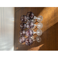 SET(8) VTG NACHTMANN Amethyst Cut To Clear TRAUBE Crystal Sherry Glasses 5.5"H