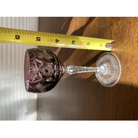 SET(8) VTG NACHTMANN Amethyst Cut To Clear TRAUBE Crystal Sherry Glasses 5.5"H
