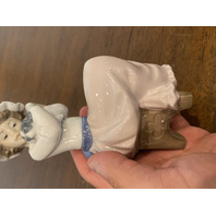 VTG NAO By LLADRO A BIG HUG Girl W/Puppy Glossy Porcelain Figurine 6.75"H SPAIN