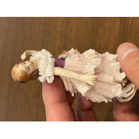 ANTIQUE DRESDEN Floral Laced Dress Dancing Ballerina Porcelain Figurine 3.75"H